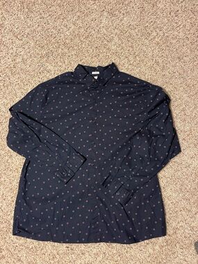 Artefact Men's Navy Button-Up Shirt with Pink Starburst pattern